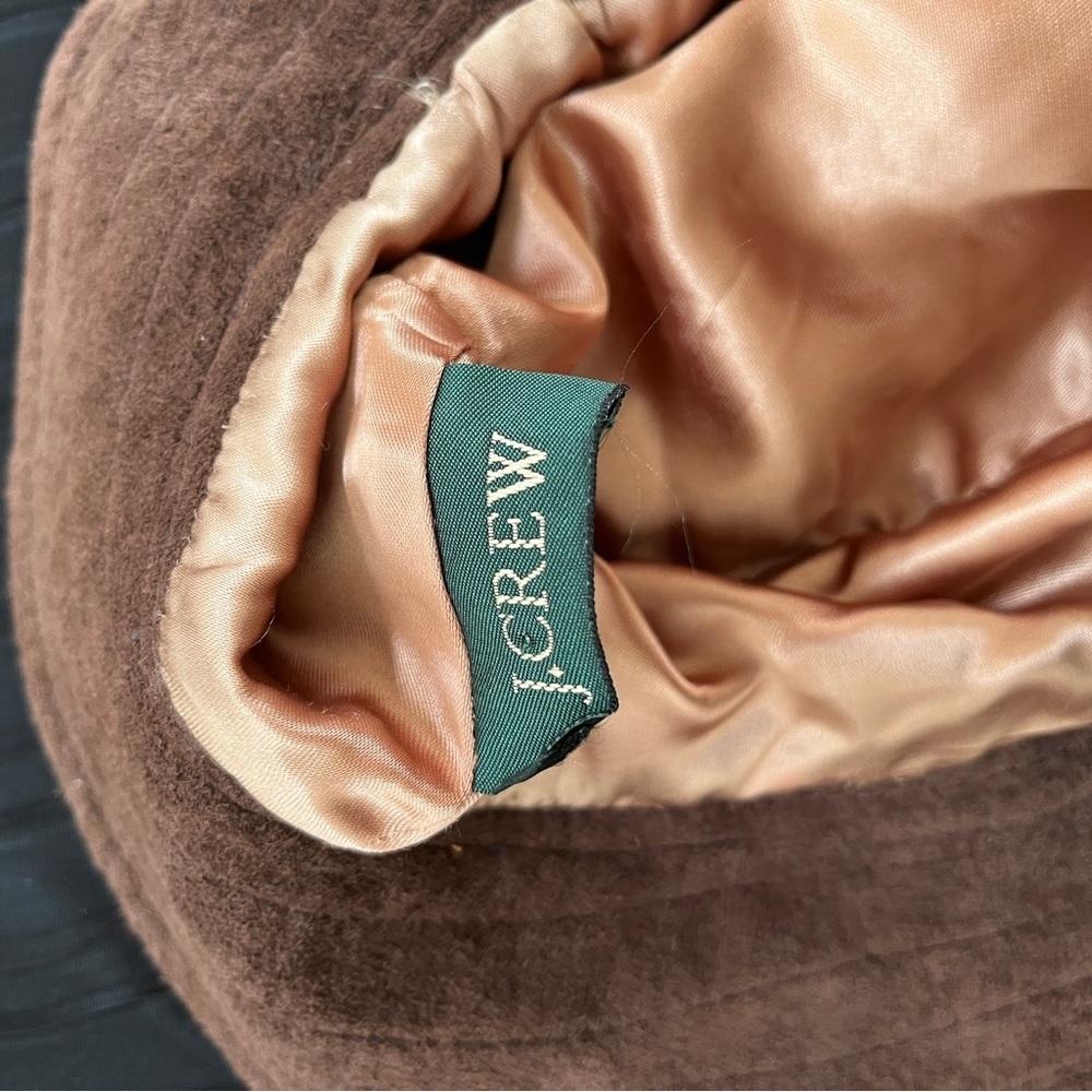 J. Crew Women’s Bucket Hat Green Plaid Flannel Brown Suede Rim Silk Satin inside - Picture 4 of 8